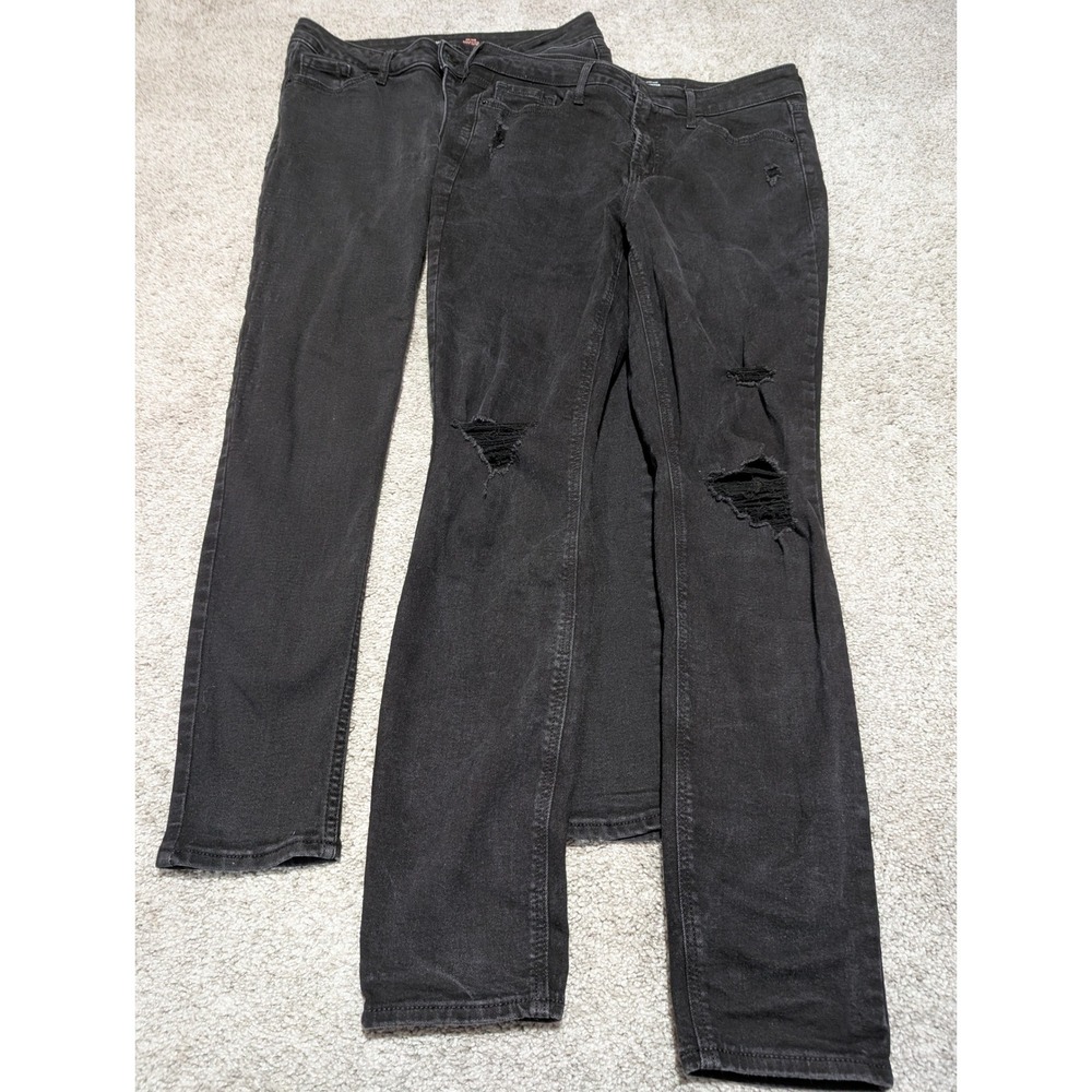 Old Navy Rockstar Super Skinny Jeans Women 8 Black Distressed Lot of 2 High Rise